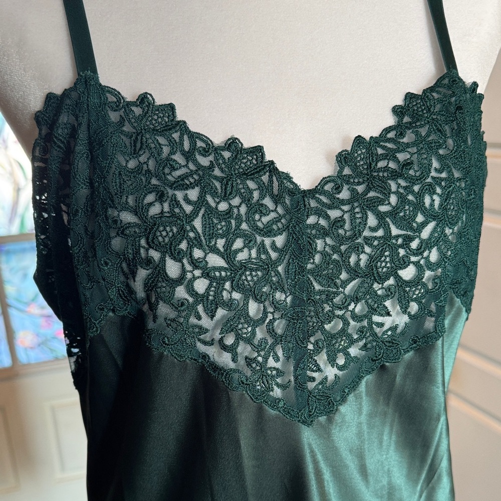 Cabernet Lace Trim Chemise in Deep Green/Teal - Picture 5 of 7